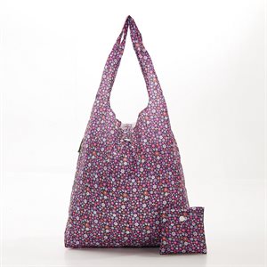 purple ditsy shopping bag