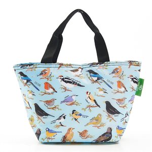 blue wild birds lunch bag