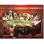 Dogs playing poker 12 x 16  metal sign