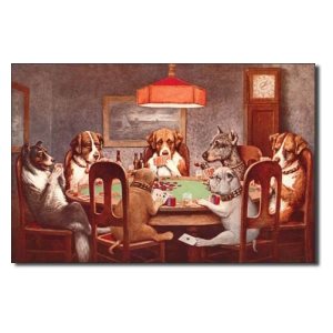 dogs playing cards 12 x 16 metal sign