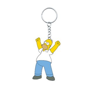 Homer arms in air PVC keyring