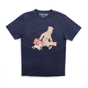 T-shirt Tintin valise bleu marine 12A