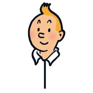 Tintin mask with black stick