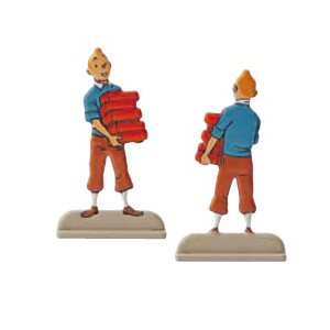 Figurine metal Tintin avec briques*