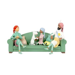 Tintin sofa scene metal figurine